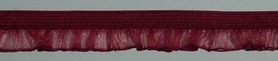 Elastic Lace+Organza ruche 15-16mm (50 m), Bordeaux